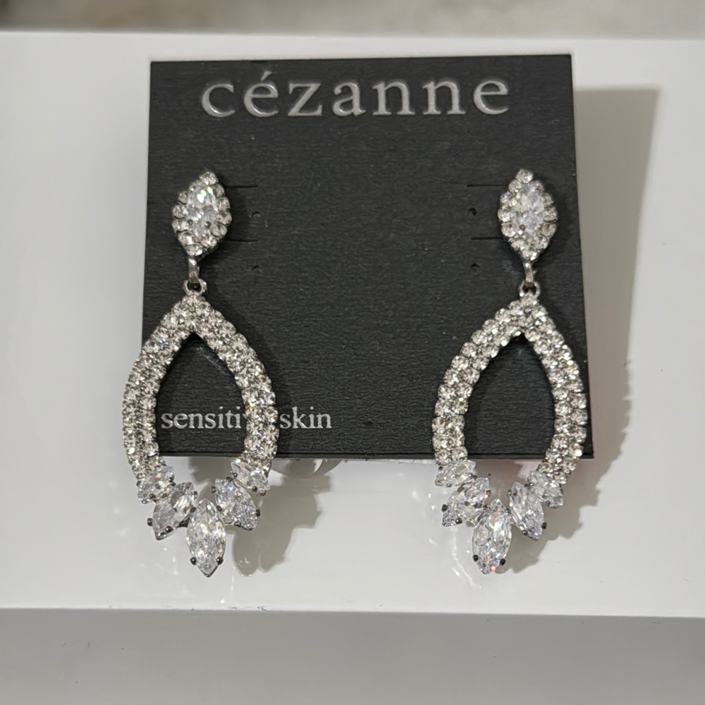 Cezanne Silver Teardrop Crystal Earrings